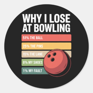 Sticker Rond Pourquoi J'Ai Perdu À Bowling Funny Bowler Excuses