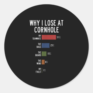 Sticker Rond Pourquoi je perds à Cornhole