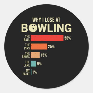 Sticker Rond Pourquoi je perds chez Bowling Funny Bowler