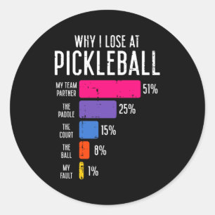 Sticker Rond Pourquoi perdre au pickleball drôle pickle ball fe