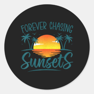 Sticker Rond Poursuite Éternelle de la lumière du soleil Coucha
