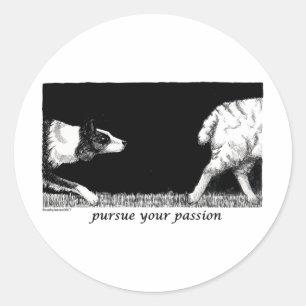 Sticker Rond Poursuivez votre passion border collie