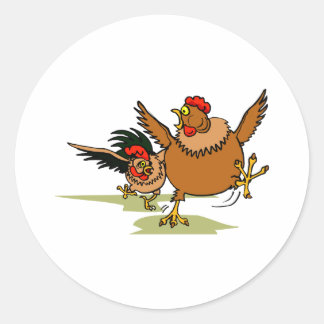 Sticker Rond Poursuivre les poulets