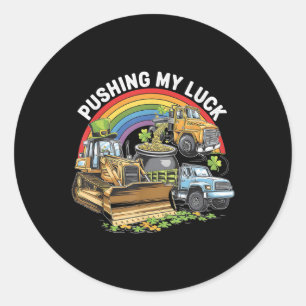 Sticker Rond Poussant Mon Camion Tracteur Jour de la Saint Patr