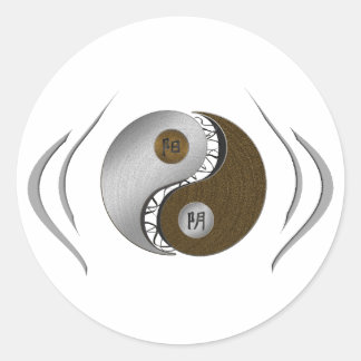 Sticker Rond Pousser et Tirer - Yin Yang