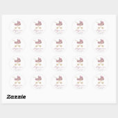 Sticker Rond Poussette aquarelle rose Baby Shower C'est une fil (Feuille)