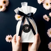 Sticker Rond Poussette gothique florale Baby shower de Merci no