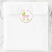 Sticker Rond Poussette rose et verte (Sac)