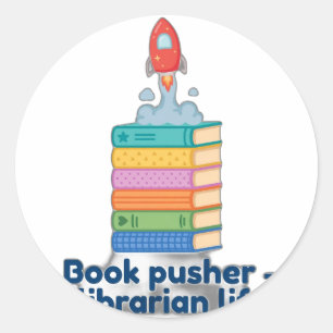 Sticker Rond Pousseur de livres — Vie de bibliothécaire