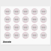 Sticker Rond Poussière de paillettes rose argenté monogramme in (Feuille)