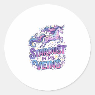 Sticker Rond Poussière d'étoile de licorne dans mes veines Cade