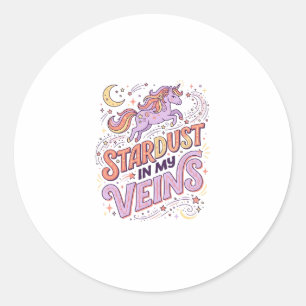 Sticker Rond Poussière d'étoile de licorne dans mes veines Créa