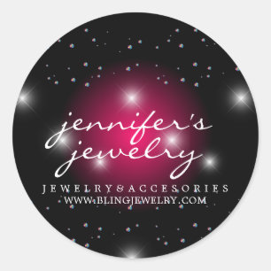 Sticker Rond Poussière d'étoiles Brillant Pink gemmes diamants