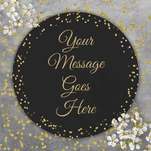 Sticker Rond Poussière d'or noir Écriture élégante