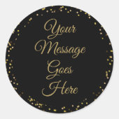 Sticker Rond Poussière d'or noir Écriture élégante (Devant)