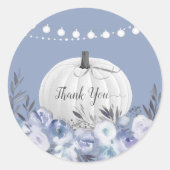 Sticker Rond Poussière élégante de citrouille Merci Bleu (Devant)