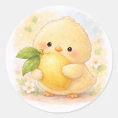 Sticker Rond Poussin Alma Citron (Devant)