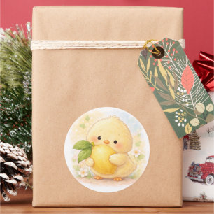 Sticker Rond Poussin Alma Citron