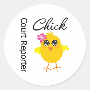 Sticker Rond Poussin de sténographe judiciaire