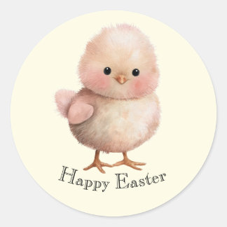 Sticker Rond Poussin tout Fluffy | Animaux mignons de printemps
