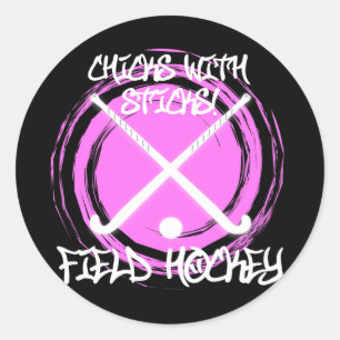 Sticker Rond Poussins Avec Bâtons - Hockey sur gazon