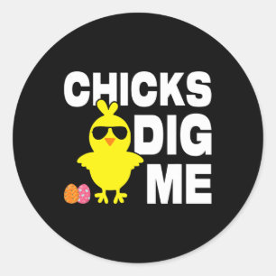 Sticker Rond Poussins Me Creuser Hommes Garçons Drôle Chasse au