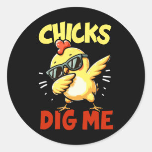 Sticker Rond Poussins Me Creuser Pâques Dabbing Pâques Filles G