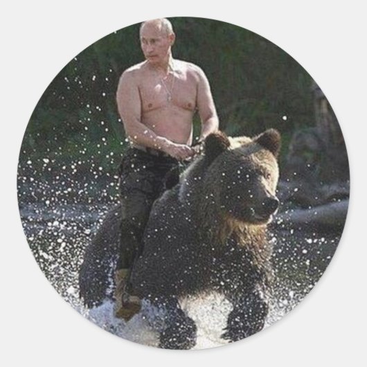 Sticker Rond Poutine porte un ours ! (Devant)