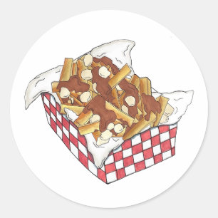 Sticker Rond Poutine Québec Canada Aliments canadiens Fries fra