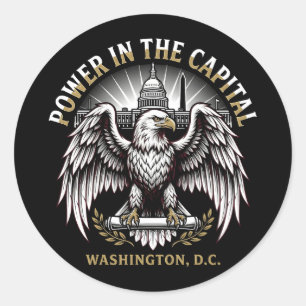 Sticker Rond Pouvoir dans la capitale Washington DC Art Aigle a