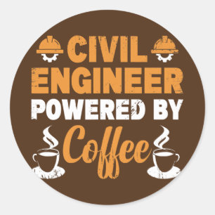 Sticker Rond Pouvoir Par Café Génie Civil Drôle Civil