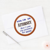 Sticker Rond Pouvoirs du procureur pour un bon avocat dire (Enveloppe)