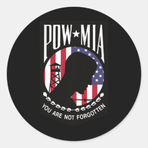 Sticker Rond Pow Mia Drapeau Usa Vous N'Êtes Pas Oubliés