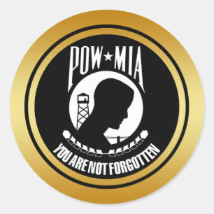 STICKER ROND POW MIA - GOLD FRAME