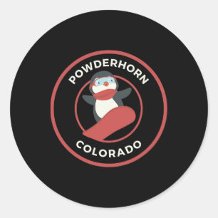 Sticker Rond Powderhorado Colorado Snowboard Penguin Snowboard