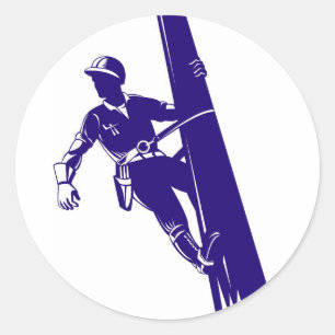 Sticker Rond Power Lineman Electrician