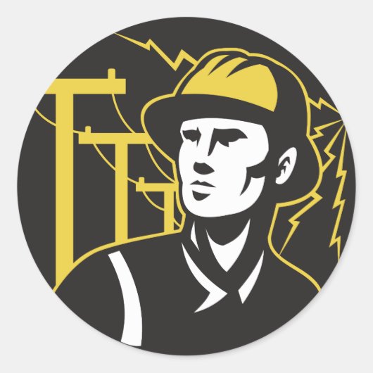 Sticker Rond Power Lineman Electrician (Devant)