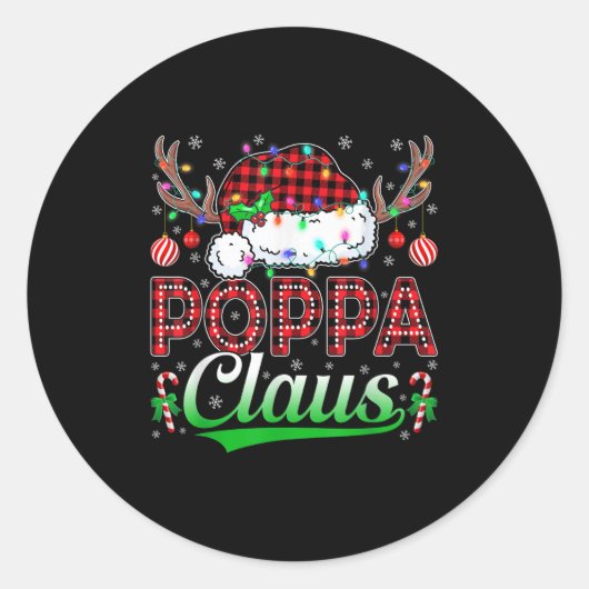 Sticker Rond Ppa Claus Christmas Lights Matching Family Xmas Pa (Devant)
