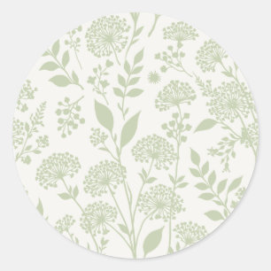 Sticker Rond Prairie de Pissenlit Olive Douce - Neutre