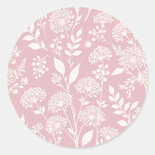 Sticker Rond Prairie de Pissenlits Neutre - Rose Atténué