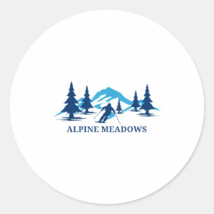 Sticker Rond Prairies alpines station de ski california ski ski