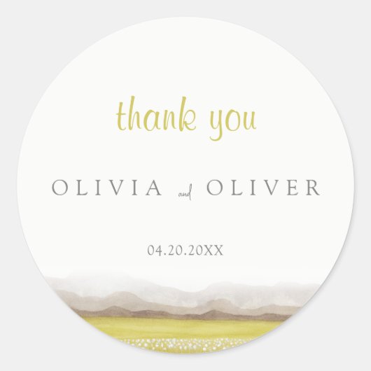 Sticker Rond Prairies en fleurs Mariage (Devant)