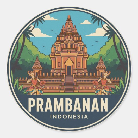 Sticker Rond Prambanan Temple Indonésie UNESCO (Devant)