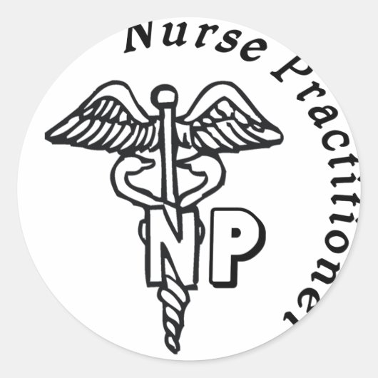 STICKER ROND PRATICIEN DES INFIRMIÈRES DU LOGO DE NP CADUCEUS (Devant)