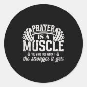 Sticker Rond Prayer Is A Muscle Christian Fitness Gym Quote (Devant)