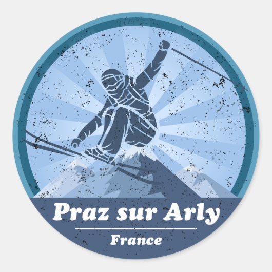 Sticker Rond Praz sur Arly Station de ski - Skieur (Devant)
