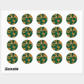 Sticker Rond Pré de Dandelion sur vert foncé (Feuille)