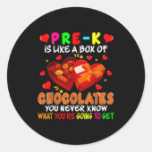 Sticker Rond Pre-k Funny Box Of Chocolates Valentine's Day Teac (Devant)