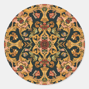 Sticker Rond Pré-raphate de William Morris Golden Lily Vintage