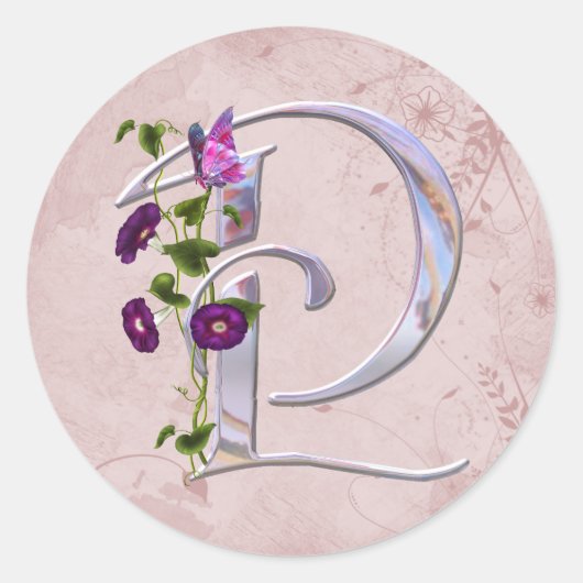 Sticker Rond Précieux papillon initial P (Devant)